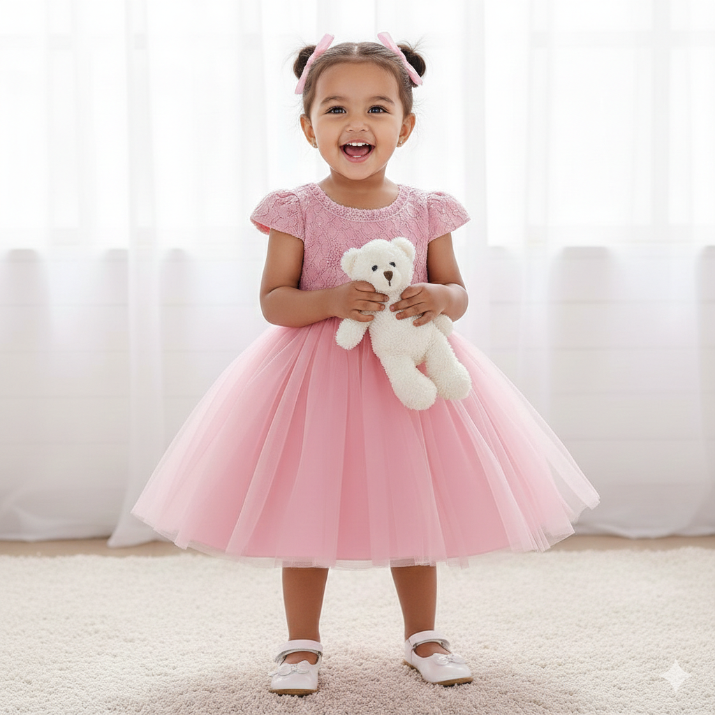 Kids Girls Lace Tulle Elegant Princess Party Dress ( 6 to 24 months)