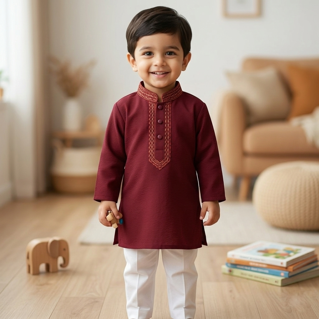 Kids Boy Premium Elegant China Saffron EID Panjabi with Pant (2 to 8 years)