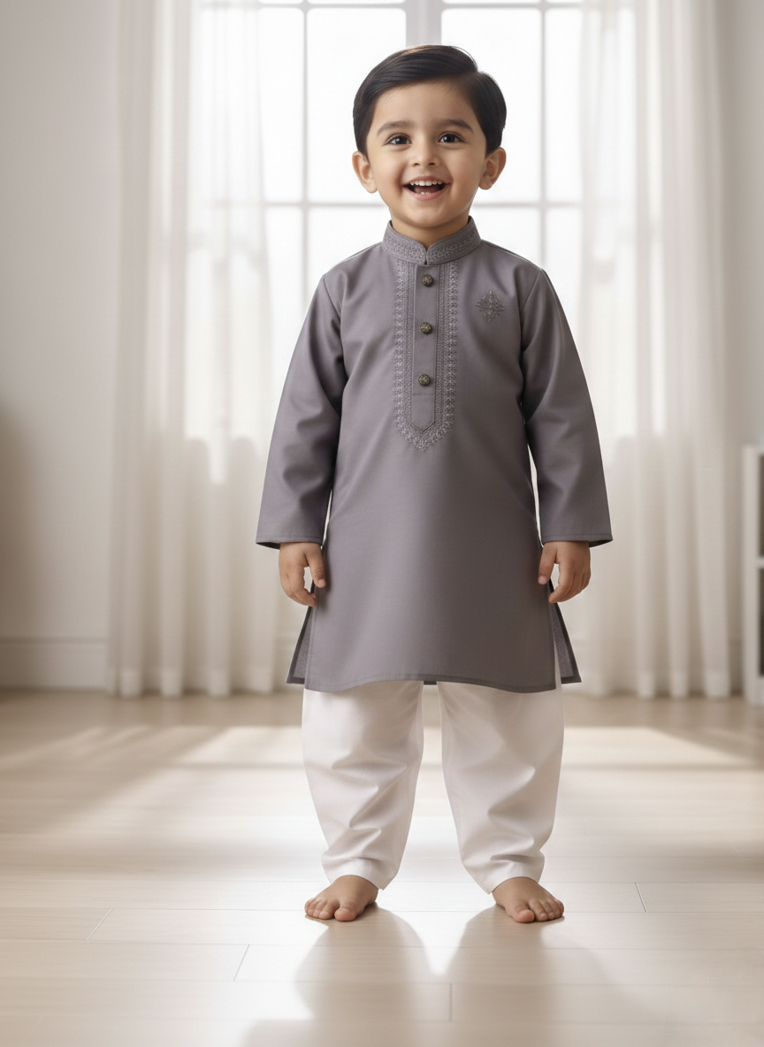 Kids Boy Premium Elegant China Cotton EID Panjabi with Pant (2 to 8 years)