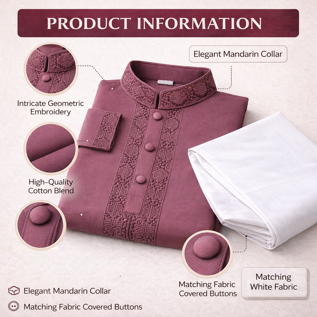 Kids Boy Premium Elegant China Vangchur Saffron EID Panjabi with Pant (2 to 8 years)_img_8