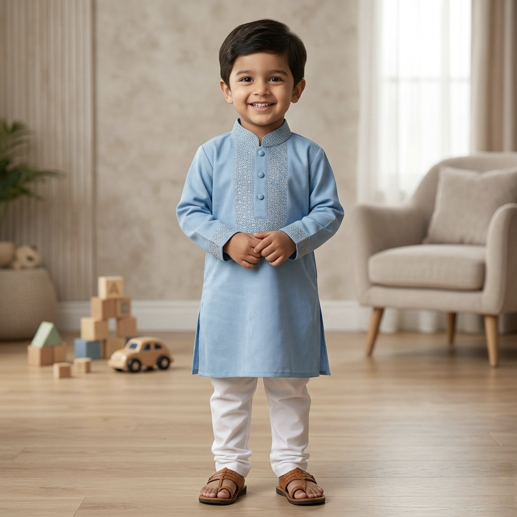 Kids Boy Premium Elegant China Vangchur Golden EID Panjabi with Pant (2 to 8 years)_img_1
