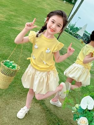 Kids Girls Summer Outfit Set Cute Duck Appliqué Top with Tulle Skirt Set (1 to 5 years) for your ANGEL_img_0
