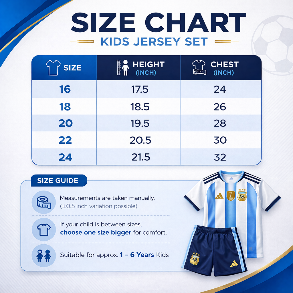 PRE-ORDER - Kids Boy Premium Argentina Football World Cup 2026 Jersey Set (1 to 6 years)_img_7