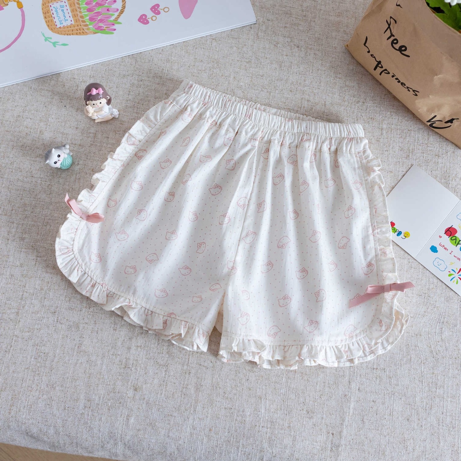 Kids Cute Pink Kitty Girls Summer Lounge Set – Sleeveless Ribbed Top & Ruffle Shorts Set ( 6 months to 6 years)_img_3