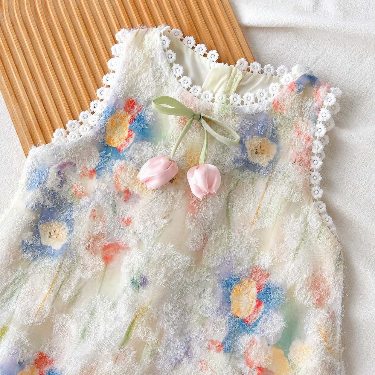 Kids Girls Elegant Sleeveless Pastel Floral Lace Princess Party Dress (1 to 6 years)_img_5