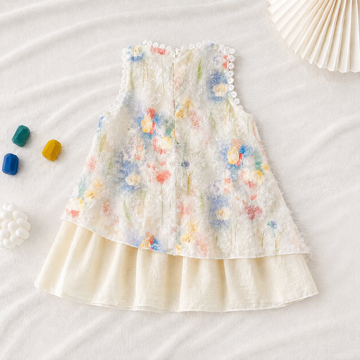 Kids Girls Elegant Sleeveless Pastel Floral Lace Princess Party Dress (1 to 6 years)_img_4