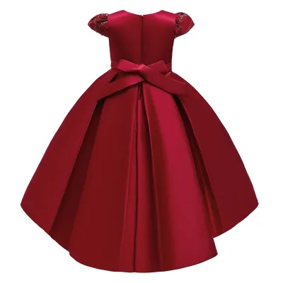Kids Girls Luxury Princess Embroidered Satin High-Low Party Gown Dress (2 to 7 years)_img_7