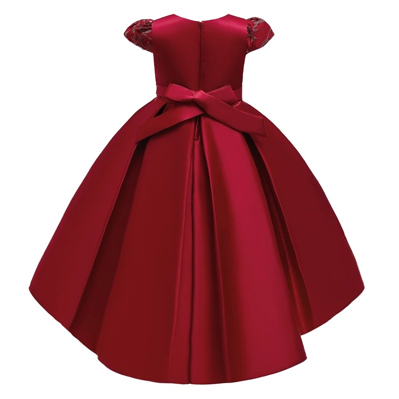Kids Girls Luxury Princess Embroidered Satin High-Low Party Gown Dress (2 to 7 years)_img_7