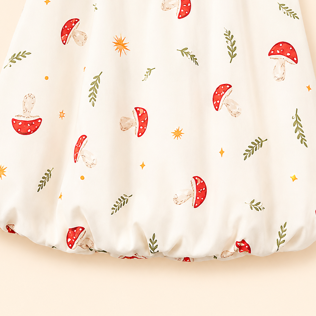 Kids Girls Mushroom Print Red Collar Balloon Dress (1 to 6 year)_img_7