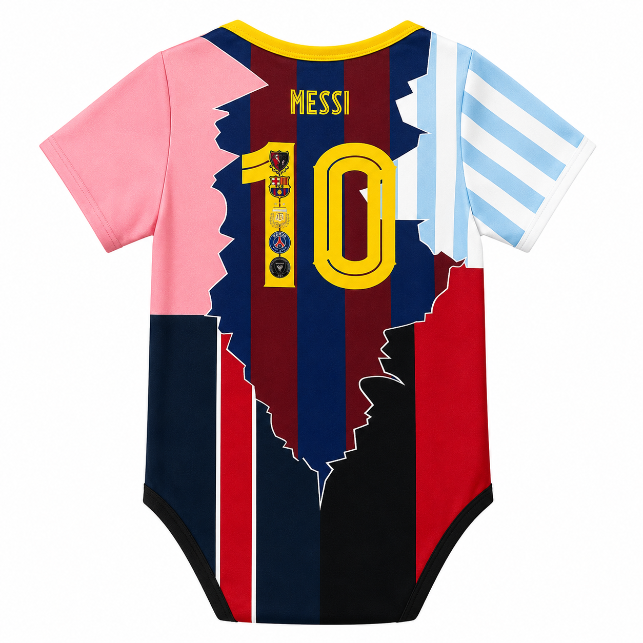 Baby Lionel Messi (LM10) Fusion Football Jersey Romper - Soft Cotton Football Jersey Bodysuit (0 to 12 months)