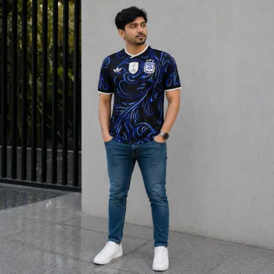 Men's Argentina Football World Cup 2026 CLIMACOOL Away Jersey – Breathable Premium Argentina Black Blue Football Official Jersey_img_1