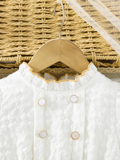 Kids Girls Princess White & Golden Tulle Party Dress (3 to 8 years)_img_3