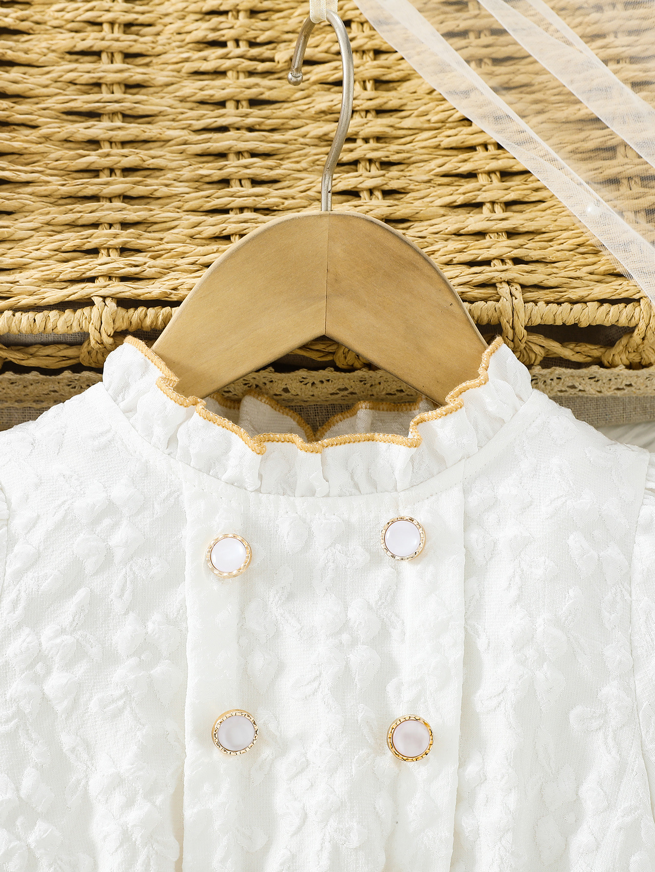 Kids Girls Princess White & Golden Tulle Party Dress (3 to 8 years)_img_3