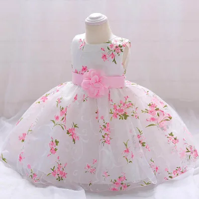 Kids Girls Floral Printed Princess Sleeveless Tulle Party Dress (2 to 6 years)_img_4