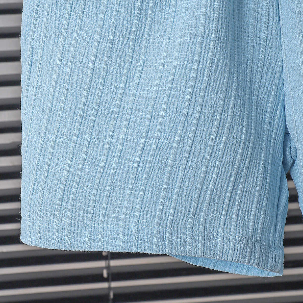 Boys Summer Cotton Blue Shirt & Shorts Set (3 to 8 Years) – Lightweight Textured Kids 2PCS Outfit_img_8