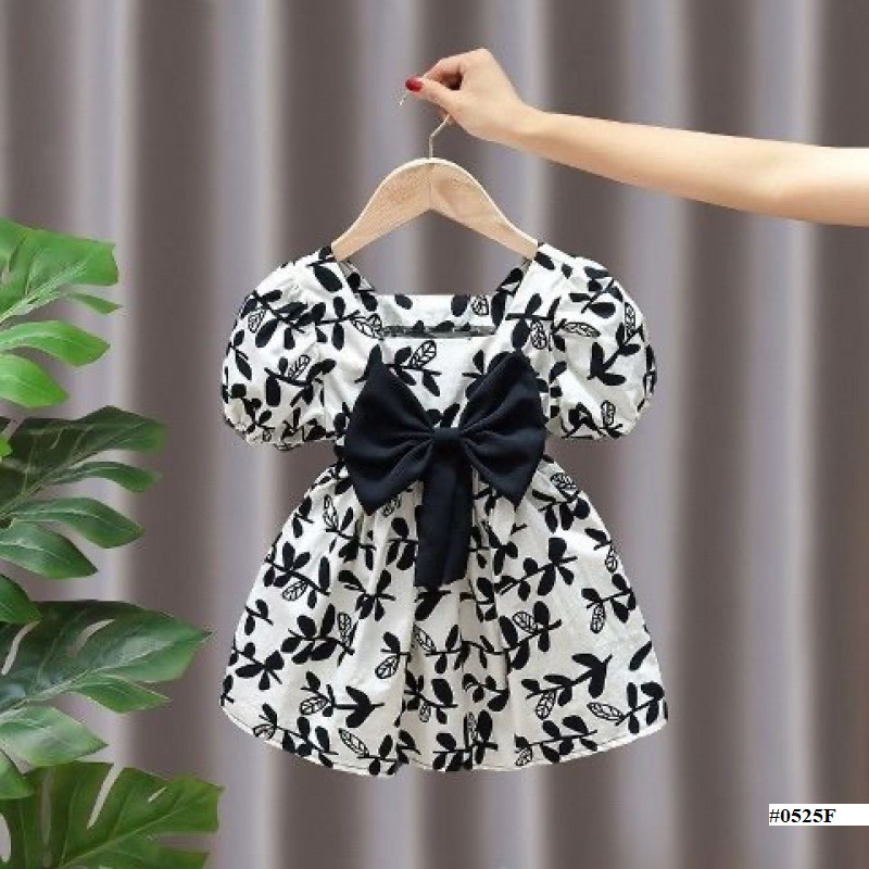 Baby Girls Floral Bow Princess Cute Puff Sleeve Party Dress (6 months to 6 years)
