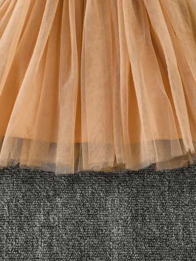 Kids Girls Princess White & Golden Tulle Party Dress (3 to 8 years)_img_6