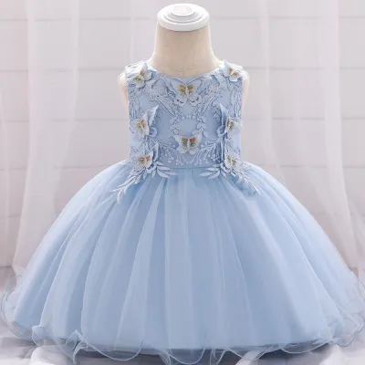 Kids Girls Elegant Princess Butterfly Embroidery Party Dress ( 6 to 24 months)_img_2