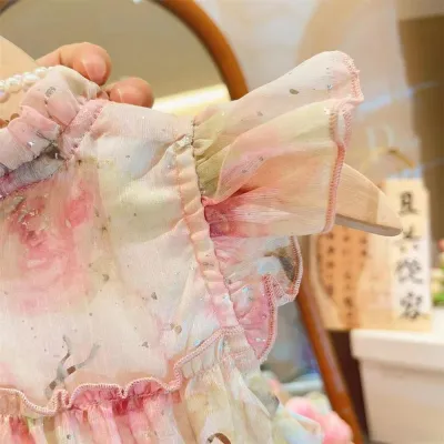 Kids Girls Floral Tiered Soft Chiffon Ruffle Sleeve Princess Dress (2 to 6 years)_img_2