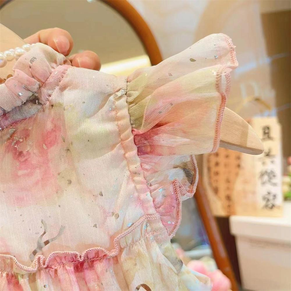 Kids Girls Floral Tiered Soft Chiffon Ruffle Sleeve Princess Dress (2 to 6 years)_img_2