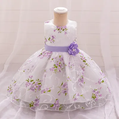 Kids Girls Floral Printed Princess Sleeveless Tulle Party Dress (2 to 6 years)_img_3