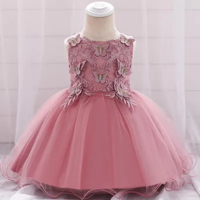 Kids Girls Elegant Princess Butterfly Embroidery Party Dress ( 6 to 24 months)_img_0