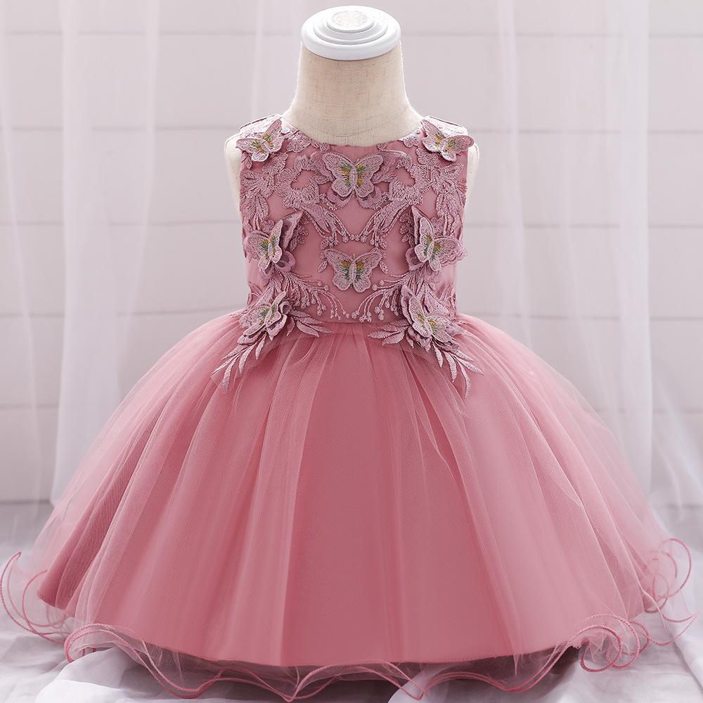 Kids Girls Elegant Princess Butterfly Embroidery Party Dress ( 6 to 24 months)