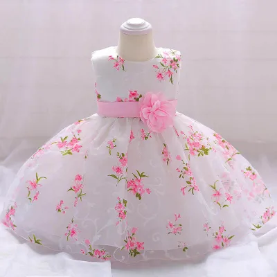 Kids Girls Floral Printed Princess Sleeveless Tulle Party Dress (2 to 6 years)_img_0