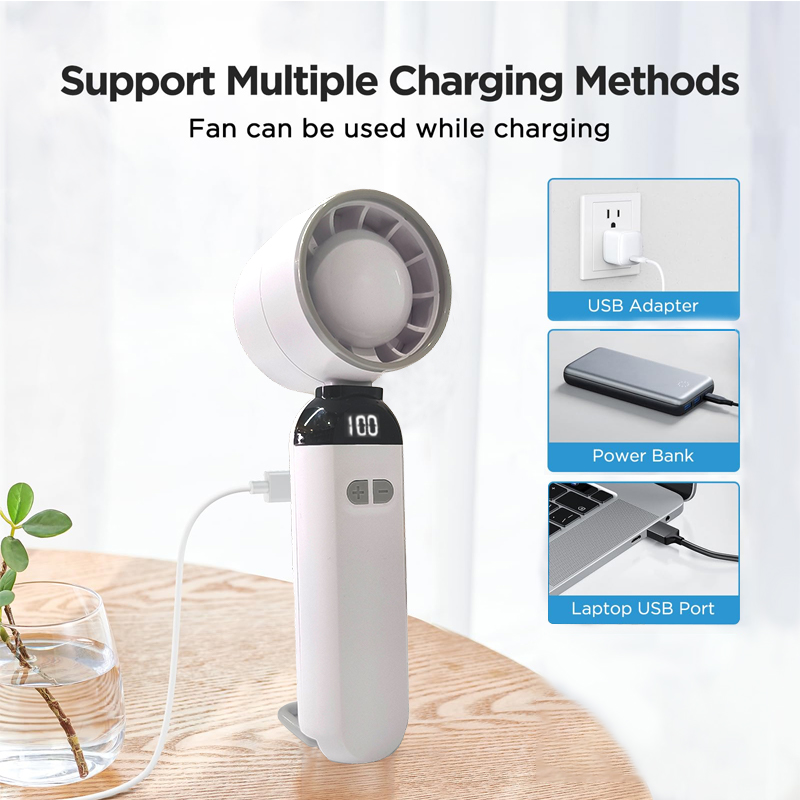 Kids Portable Folding Mini Handheld Rechargeable Trending Turbo Fan with LED Display & Long Battery Life_img_7