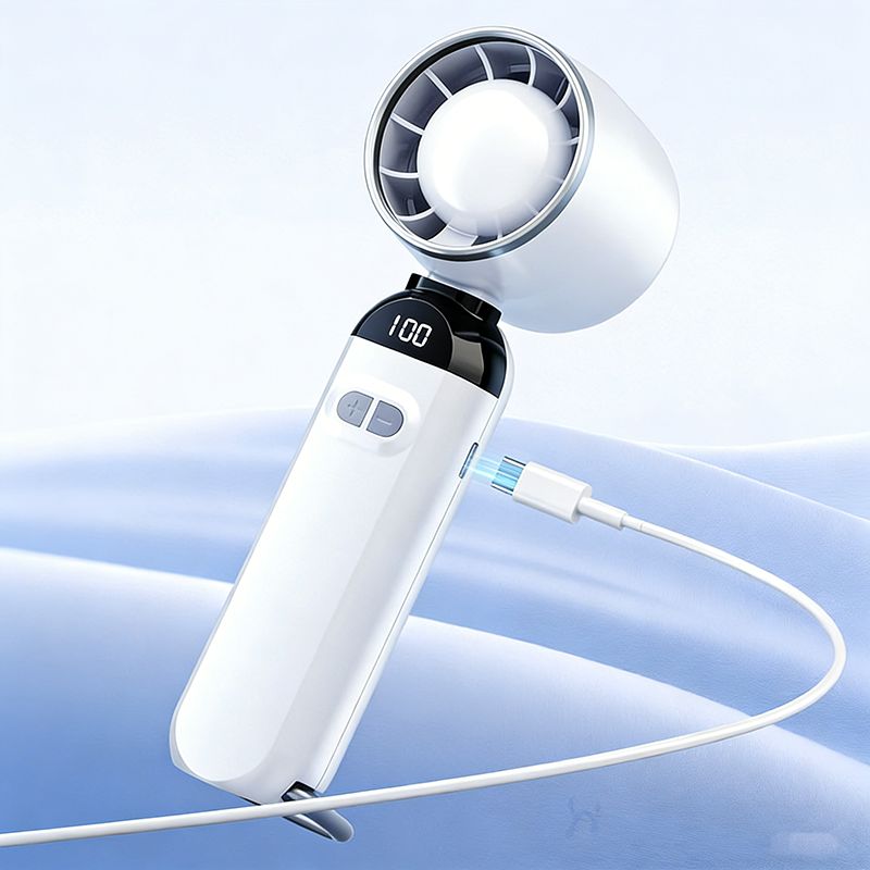 Kids Portable Folding Mini Handheld Rechargeable Trending Turbo Fan with LED Display & Long Battery Life_img_6