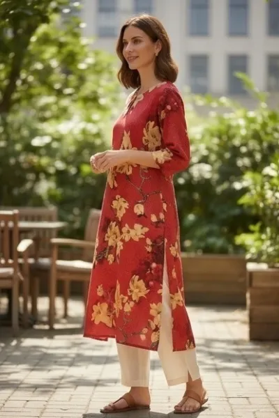 RED PRINTED LONG DRESS_img_1