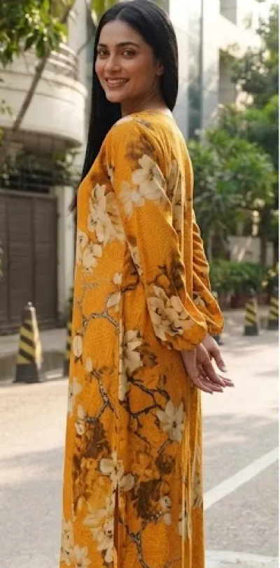 YELLOW PRINTED LONG DRESS_img_1