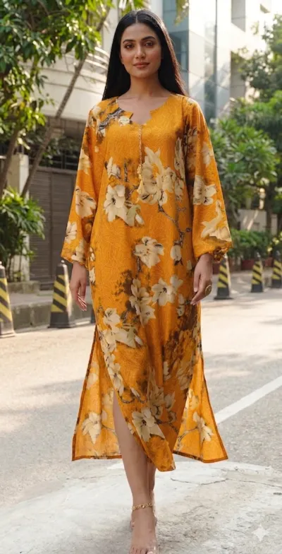 YELLOW PRINTED LONG DRESS_img_2