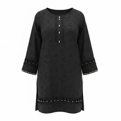 Elegant Black Pearl Handwork Two-Piece Set for Women_img_1