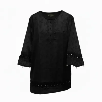 Elegant Black Pearl Handwork Two-Piece Set for Women_img_4