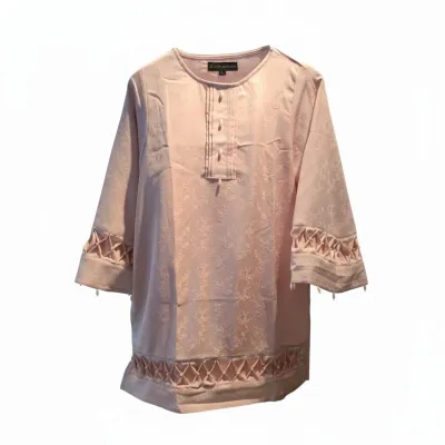 Elegant  Dusty Pink Pearl Handwork Two-Piece Set for Women_img_2