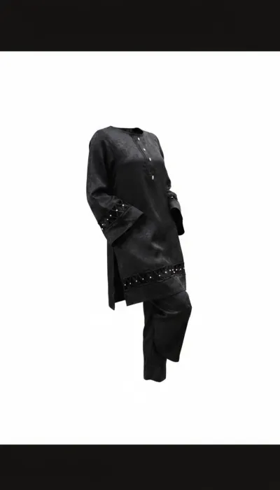 Elegant Black Pearl Handwork Two-Piece Set for Women_img_3