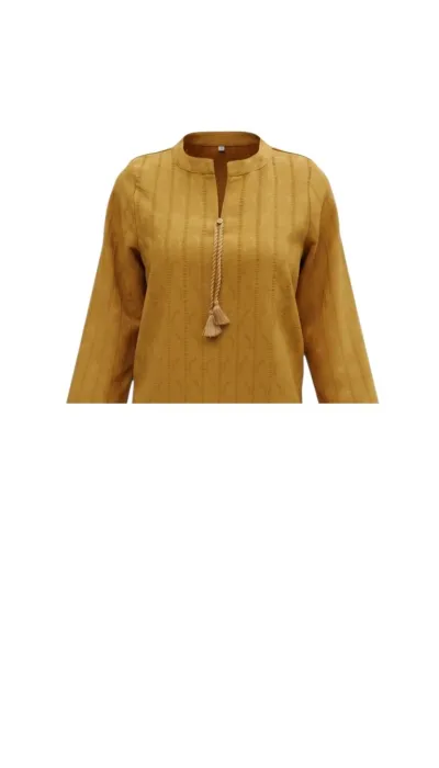Women’s Solid Mustard Tunic Kurti with Tassel Neck Detail_img_2