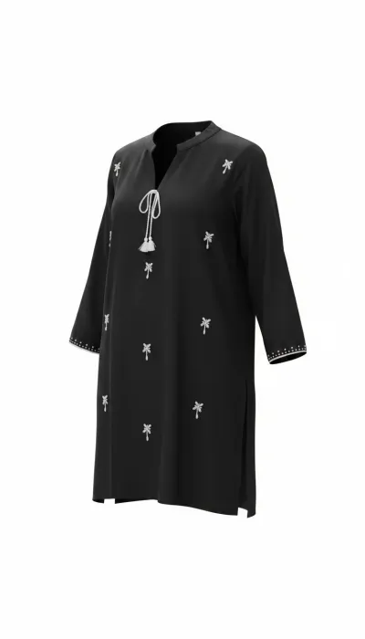Elegant Black Karchupi Tunic Top with Bell Sleeves_img_3