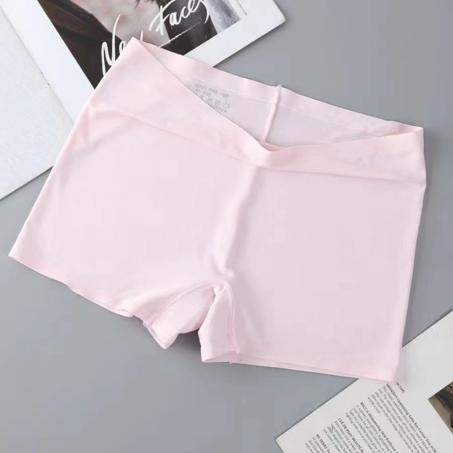 new style ice silk ladies breathable four-corner boxer shorts solid color cotton file anti-empty safety pants women_img_2