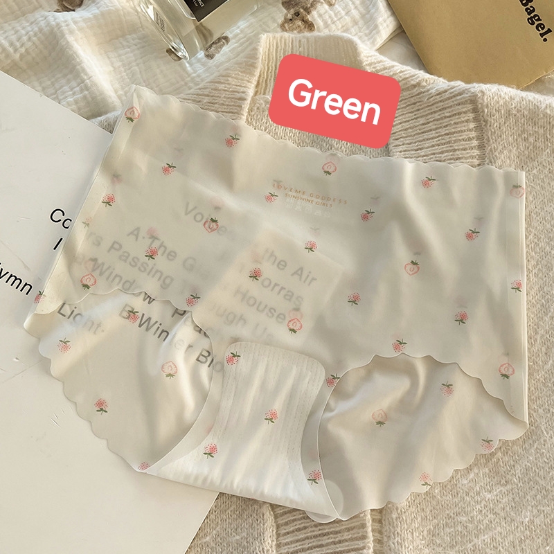 Ice Silk Seamless Underwear Panties Ultra-thin Briefs Strawberry Print Breathable Underpants Lingerie_img_3