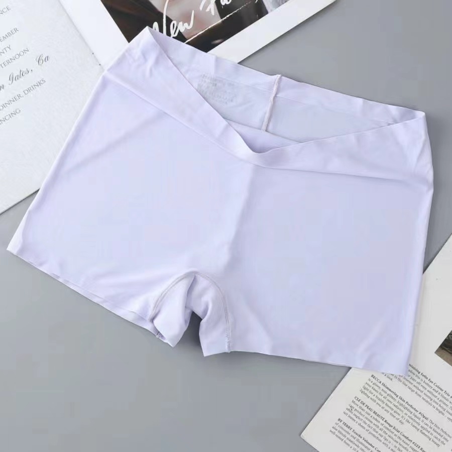 new style ice silk ladies breathable four-corner boxer shorts solid color cotton file anti-empty safety pants women