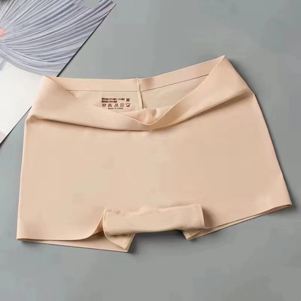 new style ice silk ladies breathable four-corner boxer shorts solid color cotton file anti-empty safety pants women_img_3