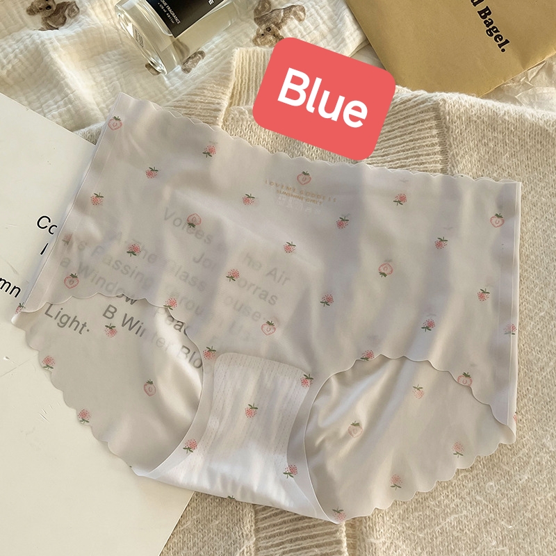 Ice Silk Seamless Underwear Panties Ultra-thin Briefs Strawberry Print Breathable Underpants Lingerie_img_5