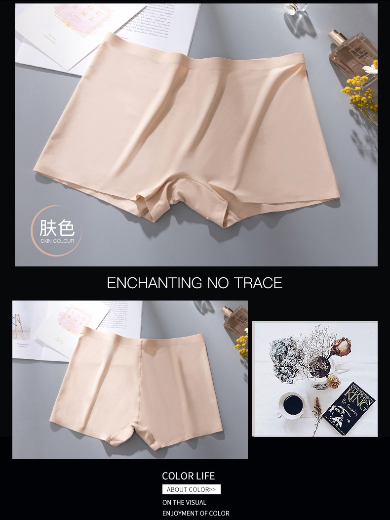 new style ice silk ladies breathable four-corner boxer shorts solid color cotton file anti-empty safety pants women_img_11