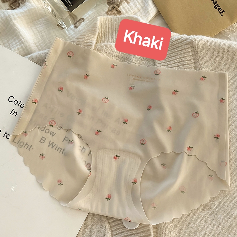 Ice Silk Seamless Underwear Panties Ultra-thin Briefs Strawberry Print Breathable Underpants Lingerie_img_6