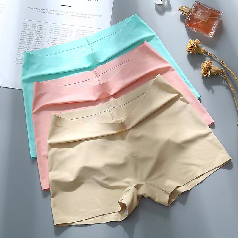 new style ice silk ladies breathable four-corner boxer shorts solid color cotton file anti-empty safety pants women_img_12