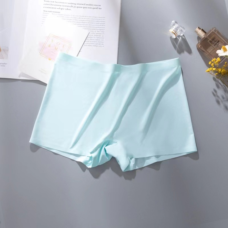 new style ice silk ladies breathable four-corner boxer shorts solid color cotton file anti-empty safety pants women_img_4