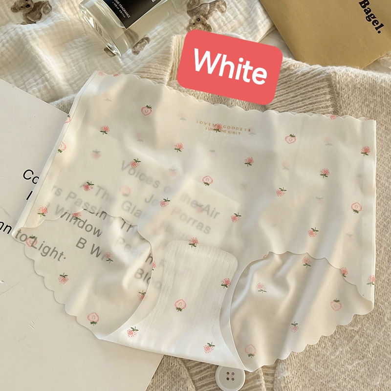 Ice Silk Seamless Underwear Panties Ultra-thin Briefs Strawberry Print Breathable Underpants Lingerie_img_1