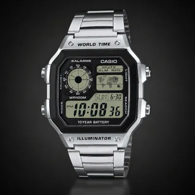 Casio Digital AE-1200WHD-1AVDF Stainless-Steel Multifunctional Men’s Watch_img_0